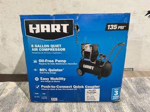 lot 68 image: HART 8 Gallon Oil Free Quiet Air Compressor, 135 PSI