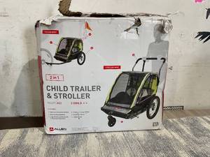 lot 70 image: Allen Sports Deluxe 2-Child Bicycle Trailer & Stroller, Model AS2, Green