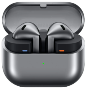 lot 14 image: Samsung Galaxy Buds3 Bluetooth Earbuds with Charging Case, Silver