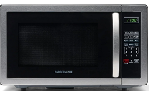 lot 65 image: Farberware Stainless Steel Countertop Microwave Oven with Child Lock, 1.1 Cu Ft