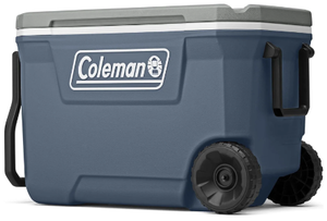 lot 81 image: Coleman 316 Series 62QT Lakeside Blue Hard Chest Wheeled Cooler