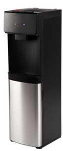 lot 95 image: Great Value Bottom Loading HotColdRoom Temp. Water Dispenser, BlackStainless Steel Water Cooler