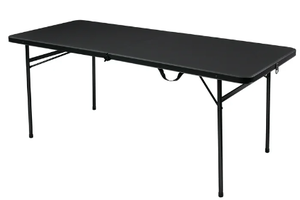 lot 447 image: Mainstays 6 Foot Bi-Fold Plastic Folding Table, Black