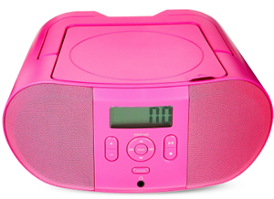 lot 451 image: onn. Portable CD Boombox with Digital FM Radio, Pink
