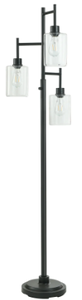 lot 475 image: Better Homes & Gardens Black 3-Tier Floor Lamp with Glass Shades