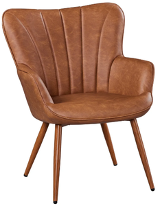 lot 531 image: Yaheetech Modern Faux Leather Accent Chair, Retro Brown