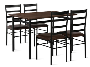 lot 532 image: Mainstays 5-Piece Wood & Metal Dining Room Set, Seats 4, Canyon Walnut & Black
