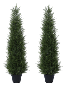 lot 543 image: 2 Pack 4 Feet Artificial Cedar Tree UV Rated for IndoorOutdoor Decor , DR.Planzen