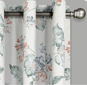 lot 550 image: LOT OF 2 Eclipse Ambiance Floral Draft Stopper Energy Saving 100% Blackout Grommet Top Single Curtain Panel, 50 x 95