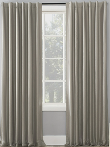 lot 557 image: LOT OF 2 Sun Zero Evelina Faux Dupioni Silk Thermal Extreme 100% Blackout Back Tab Curtain Panel,50 x 84, Beige