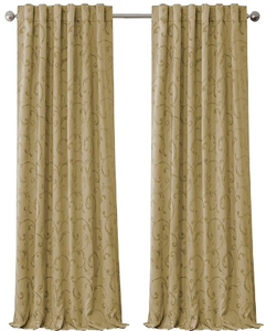 lot 563 image: LOT OF 2 Elrene Home Fashions Mia Jacquard Scroll Blackout Window Curtain, 52 x 84 (1 Panel), Gold