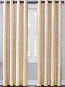 lot 564 image: LOT OF 2 Max Blackout Mystique Embroidered 100% Blackout Grommet Top Single Curtain Panel, Ivory White