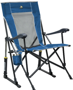 lot 570 image: GCI Outdoor RoadTrip Rocker Foldable Rocking Camp Chair, Blue