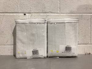 lot 467 image: LOT OF 2 Loft Living Bryanna Faux Linen Grommet Curtain Sheer, White