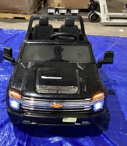 lot 473 image: LISUEYNE 24 V Ride on Car, Licensed Silverado HD 2 Seater Electric Car for Boys Girls Age 3, 24 V Ride on Truck with Remote Control, Music, ABC, Black