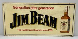 lot 10 image: 21 x 44 Jim Beam Metal Sign