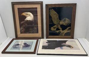 lot 14 image: Misc. Framed Eagle Prints & More 1 24 12 x 31, 1 23 x 29, 1 20 x30, 1 18 12 x 22