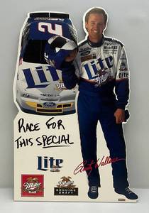 lot 19 image: Miniature Rusty Wallace Miller Lite  Cardboard Cutout 18 x 29