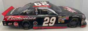 lot 27 image: Large Budweiser Plastic Race Car Store Advertising Display 60 L x 16T x 22 W