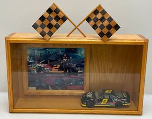 lot 29 image: Rusty Wallace Signed Photo With Custom Made Oak Display Case 17 x 21