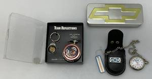 lot 34 image: Dale Earnhardt Pocket Watch & Chevy Pocket Watch  (New In Box)