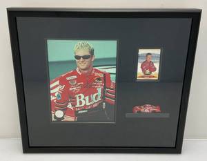 lot 44 image: Dale Ernhardt Jr. Signed Photo In Framed Behind Glass In Shadow Box 16 12 x 19