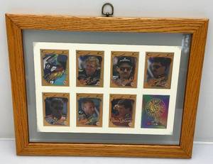lot 48 image: Crown Jewels Signature Gems NASCAR Trading Cards Uncut Sheet Framed Between Glass 14 12 x 18 12