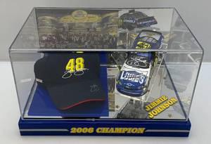 lot 65 image: Jimmy Johnson Signed Items In Acrylic Display Case (VERY COOL)