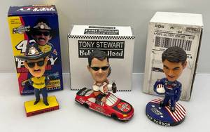 lot 73 image: Misc. NASCAR Bobble Heads Richard Petty, Tony Stewart & Jeff Gordon (NIB)