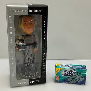 lot 104 image: Signed Kevin Harvick Bobble Head (NIB) & Ricky Stenhouse Signed Zest Soap