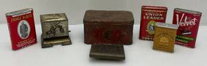 lot 150 image: Vintage Cigarette Dispenser, Cigarette Holder & Tabacco Tins