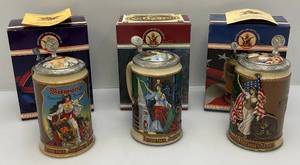 lot 229 image: Three Budweiser Decorative Steins (NIB)