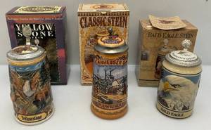 lot 232 image: Three Budweiser Decorative Steins (NIB)