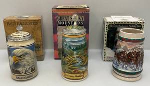 lot 235 image: Three Budweiser Decorative Steins (NIB)