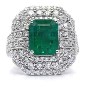 NEW Designer Oscar Friedman 5.14 Carat Emerald & Natural Diamond Ring in Platinum $29,870 Appraisal Included VIDEO