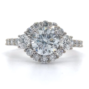 2.25 Carat Diamond Round Halo Pav Ring in 14k White Gold $3,475 Retail VIDEO
