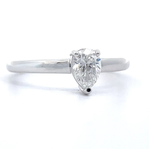 Timeless 0.50 Carat Pear Diamond Solitaire Ring in 14k White Gold