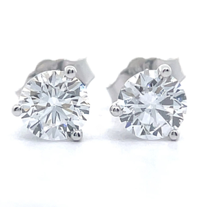 1 Carat Diamond Round Brilliant Cut Solitaire Stud Earrings in 14k White Gold