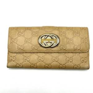 GUCCI Brown Interlocking G Guccissima GG Pattern Leather Long Wallet - Authentic $500 Retail