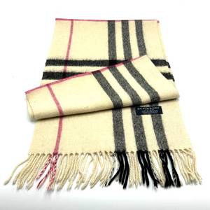 Burberry Ivory Check Cashmere Scarf - Authentic $400 Retail