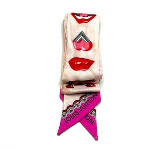 Louis Vuitton Pink x Red Lucky Monogram Bandeau BB Ribbon Scarf - Authentic $260 Retail