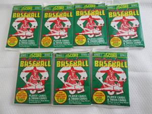 lot 88 image: 7 1991 Score Baseball Series 1 Pack...