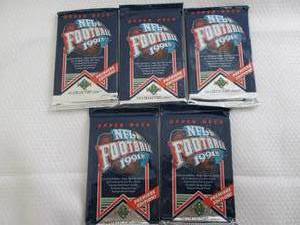 lot 201 image: 5 1991 Upper Deck Football Packs...