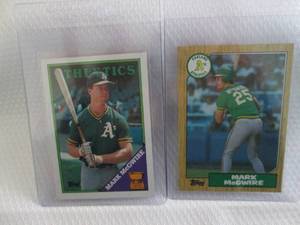 lot 239 image: 1987 & 1988 Topps Mark McGwire Rook...