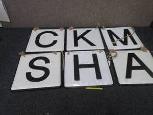 lot 260 image: 6 Assorted Metal Monograms with Rop...
