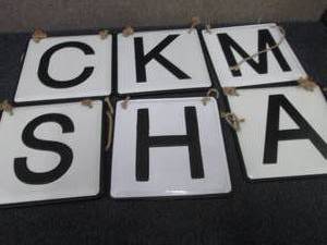 lot 262 image: 6 Assorted Metal Monograms with Rop...