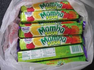 lot 409 image: 12- 2.8 oz Mamba Sour Fruit Chews...