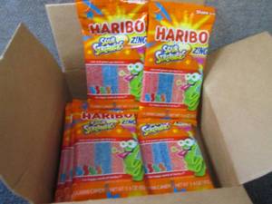 lot 449 image: 12- 3.6 oz Haribo Sour Streamers Gu...