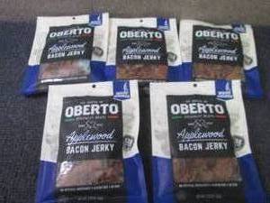 lot 513 image: 5- 2.25 oz Oberto Applewood Bacon J...