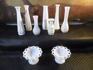 Assorted Vintage White Milk Hobnail